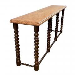 Baroque Barley Twist Console Table Tortoise Marble Bronze 19th Century - 3842218