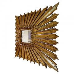 Baroque Colonial Square Sunburst Mirror in Hardwood Gold Leaf Peru 1922 - 3183301