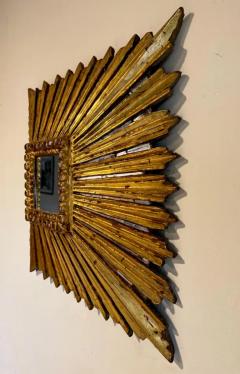 Baroque Colonial Square Sunburst Mirror in Hardwood Gold Leaf Peru 1922 - 3183355