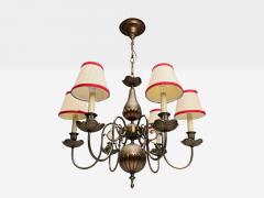 Baroque Hammered Brass Bronze Fabric Pendant Light 1950s - 4204555
