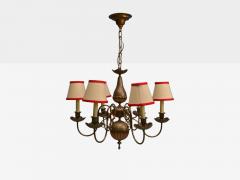 Baroque Hammered Brass Bronze Fabric Pendant Light 1950s - 4204556