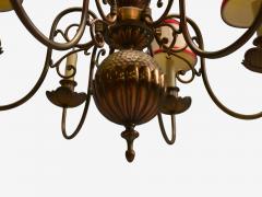 Baroque Hammered Brass Bronze Fabric Pendant Light 1950s - 4204557