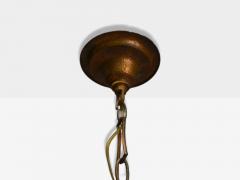 Baroque Hammered Brass Bronze Fabric Pendant Light 1950s - 4204561