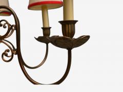 Baroque Hammered Brass Bronze Fabric Pendant Light 1950s - 4204562