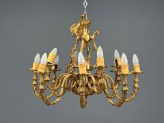 Baroque Scroll Form Chandelier Dore Bronze France 19th 20th Century - 4484269