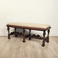 Baroque Style Carved Oak Long Bench France circa 1900 - 3222891