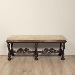 Baroque Style Carved Oak Long Bench France circa 1900 - 3222892
