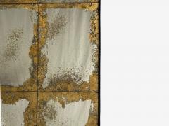 Baroque Style Eglomise Glass Arched Gold Wall Mirror Stained Wood - 4533739