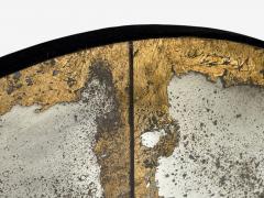 Baroque Style Eglomise Glass Arched Gold Wall Mirror Stained Wood - 4533742