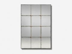 Baroque Style Rectangular Silver Wall Mirror Eglomise Glass Stained Wood - 4734474