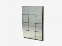 Baroque Style Rectangular Silver Wall Mirror Eglomise Glass Stained Wood - 4734475