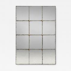 Baroque Style Rectangular Silver Wall Mirror Eglomise Glass Stained Wood - 4734928
