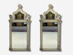 Baroque Style Silver Leaf Distressed Etched Glass Venetian Wall Mirrors - 4120713