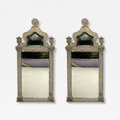 Baroque Style Silver Leaf Distressed Etched Glass Venetian Wall Mirrors - 4121196