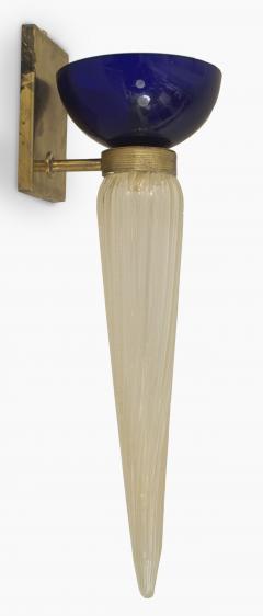Barovier Et Toso Italian Murano Gold Dusted Glass Wall Sconces - 4640138