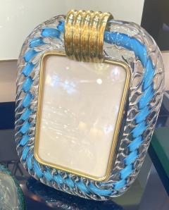 Barovier Toso 21st Century Navy Blue and Gold Murano Glass Photo Frame - 3329986