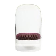 Barrel Back Lounge Chair in Thick Lucite with Upholstered Seat 1970s - 2387339
