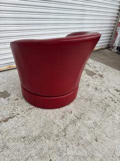 Barrelback Red Leather Swivel Lounge Chair - 4415972