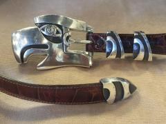 Barry Kieselstein Cord Barry Kieselstein Cord Large Eagle Head Sterling Alligator Belt - 1605660