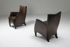 Bart Van Bekhoven Bart Van Bekhoven Armchairs in Brown Grey Patina Sheep Leather 1970s - 1421041