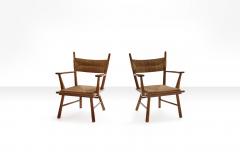 Bas Van Pelt Bas Van Pelt armchairs in solid oak and straw the Netherlands 1940s - 733782