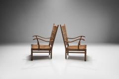 Bas Van Pelt Bas Van Pelt attr High Back Armchairs in Oak and Straw the Netherlands 1940s - 1316109