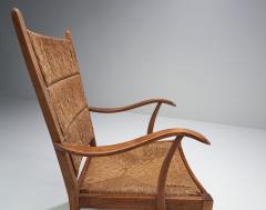 Bas Van Pelt Bas Van Pelt attr High Back Armchairs in Oak and Straw the Netherlands 1940s - 1316115