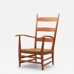 Bas Van Pelt Cherry Wood and Papercord Armchair by Bas Van Pelt Attr Netherlands 1940s - 3667466