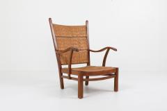 Bas Van Pelt High Back Armchairs in Oak and Straw attributed by Bas Van Pelt 1940s - 1248794