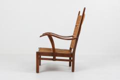 Bas Van Pelt High Back Armchairs in Oak and Straw attributed by Bas Van Pelt 1940s - 1248796