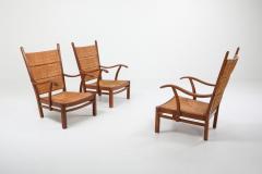 Bas Van Pelt High Back Armchairs in Oak and Straw attributed by Bas Van Pelt 1940s - 1248800