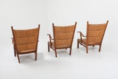 Bas Van Pelt High Back Armchairs in Oak and Straw attributed by Bas Van Pelt 1940s - 1248801