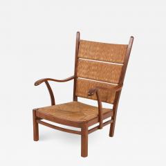 Bas Van Pelt High Back Armchairs in Oak and Straw attributed by Bas Van Pelt 1940s - 1250859