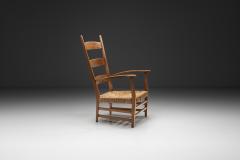Bas Van Pelt High Back Chair with Wicker Seat by Bas van Pelt The Netherlands 1940s - 4563356