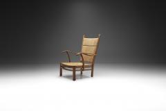 Bas Van Pelt Oak Armchair with Rush Panels by Bas van Pelt The Netherlands 1940s - 4057338