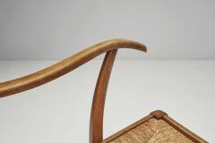 Bas Van Pelt Oak Armchair with Rush Panels by Bas van Pelt The Netherlands 1940s - 4057346