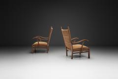 Bas Van Pelt Pair of Dutch Wicker High Back Armchairs by Bas van Pelt The Netherlands 1940s - 4740020