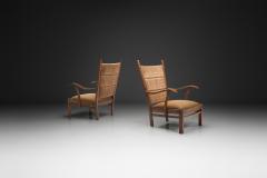 Bas Van Pelt Pair of Dutch Wicker High Back Armchairs by Bas van Pelt The Netherlands 1940s - 4740022
