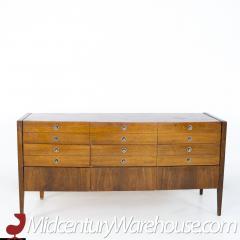 Bassett Trimline Mid Century Walnut 9 Drawer Lowboy Dresser - 2358638