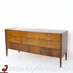 Bassett Trimline Mid Century Walnut 9 Drawer Lowboy Dresser - 2358639