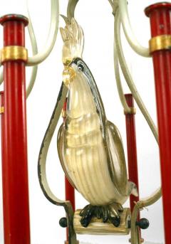 Bauges French Mid Century Metal and Murano Glass Bird Chandelier - 4631044