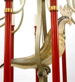 Bauges French Mid Century Metal and Murano Glass Bird Chandelier - 4631045