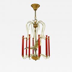 Bauges French Mid Century Metal and Murano Glass Bird Chandelier - 4646604