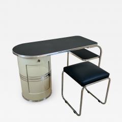 Bauhaus Desk and Stool by Mauser Cream white and Steeltubes Germany circa 1940 - 2740376