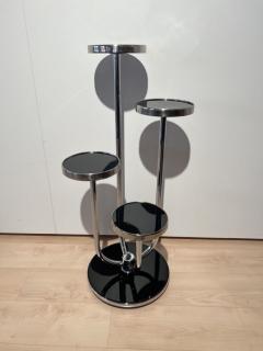 Bauhaus Etagere by J Halabala Black Lacquer and Chrome Czechia circa 1930 - 4036182