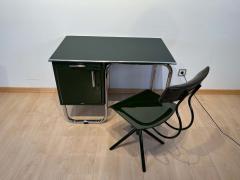 Bauhaus Metal and Steeltube Desk Green Lacquer Nickel Germany circa 1920 30 - 2568438