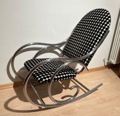 Bauhaus Rocking Chair Chromed Steeltubes Black White Fabric Germany ca 1930 - 2404824