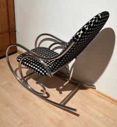 Bauhaus Rocking Chair Chromed Steeltubes Black White Fabric Germany ca 1930 - 2404839