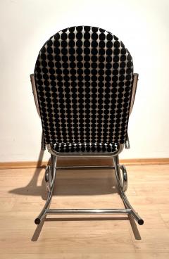 Bauhaus Rocking Chair Chromed Steeltubes Black White Fabric Germany ca 1930 - 2404889