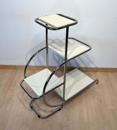 Bauhaus Steeltube Etagere Creme White Lacquer Nickel Plate Germany 1930s - 2568426